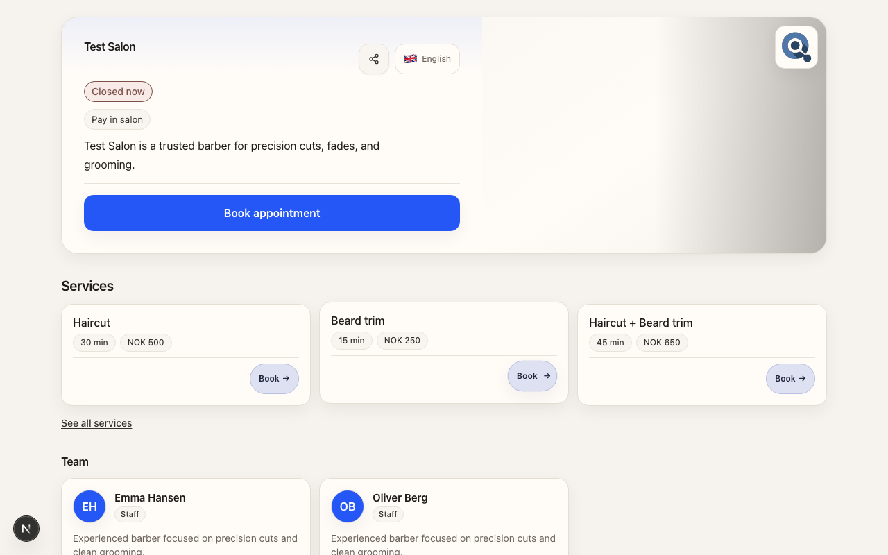 Public salon page for test-salon